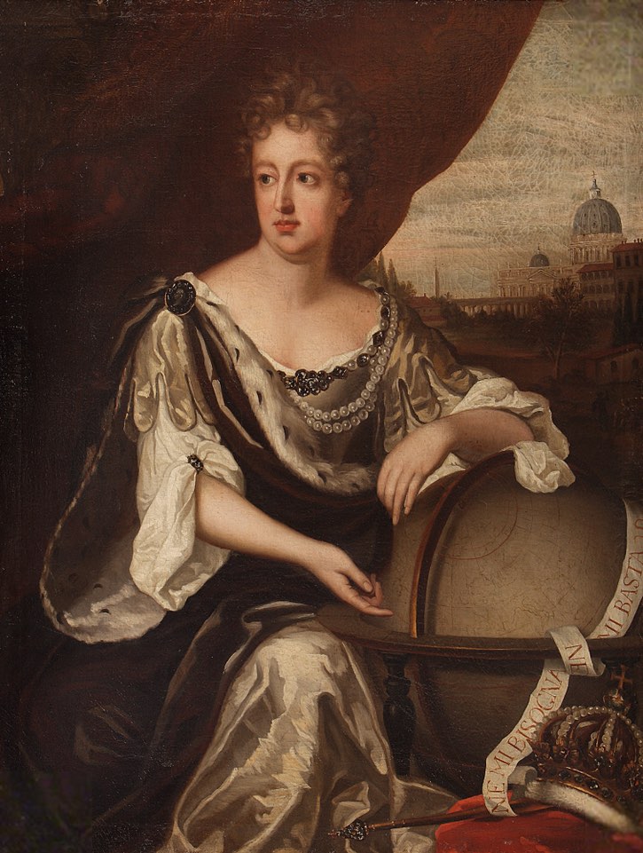 Målning av en kvinna i barockdräkt 